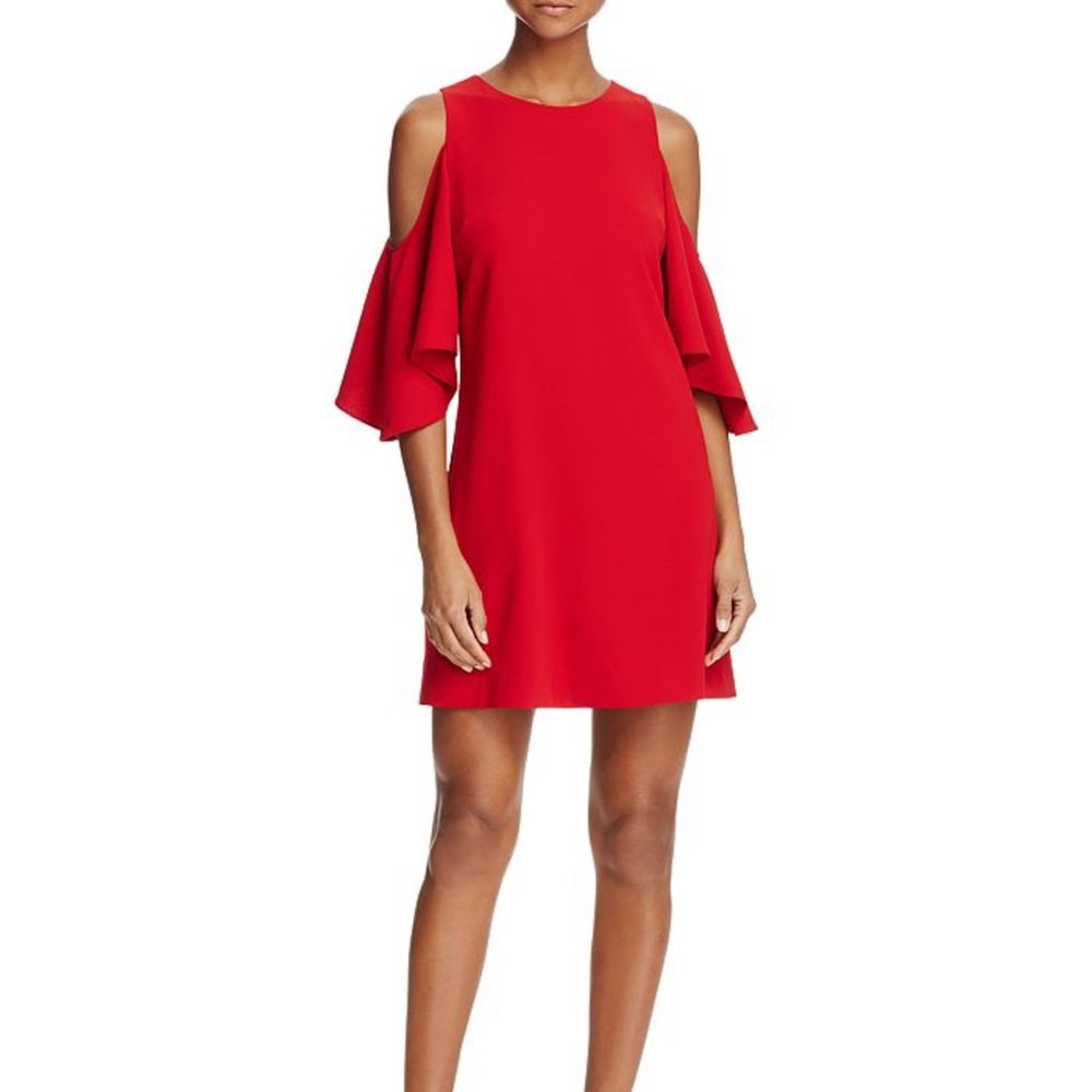 Alice & Olivia Red Coley Cold Shoulder A-Line Mini Dress